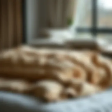 Luxurious wool comforter on a cozy bed