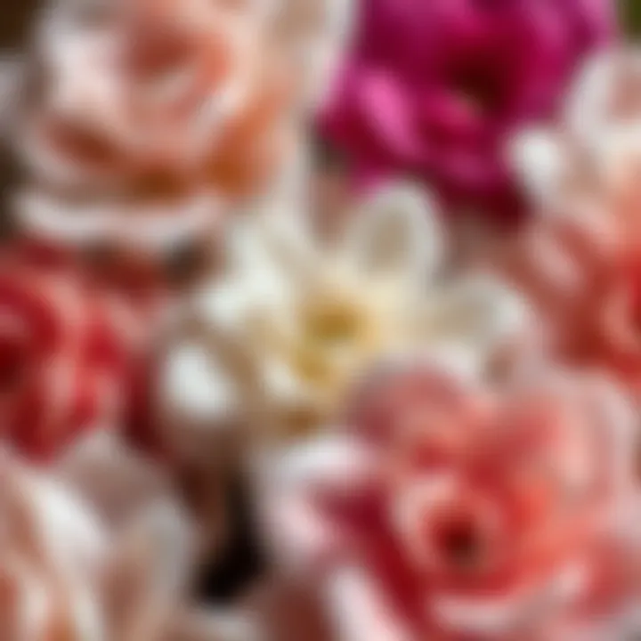 Textures of Artificial Flowers Close-up of various artificial flower textures