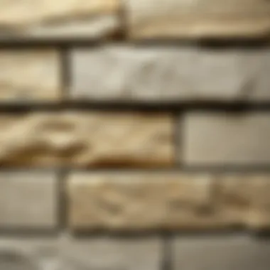 Close-up of textured stone tiles showcasing different finishes