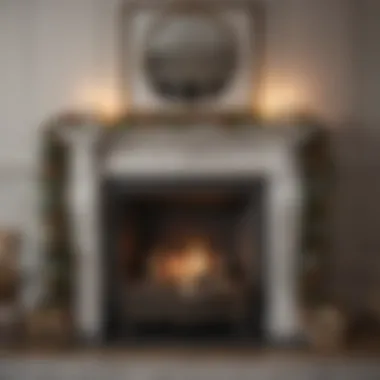 Elegant fireplace adorned with garlands and candles