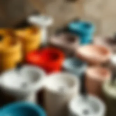 Artistic arrangement of round sinks in diverse colors