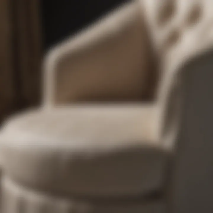 Close-up of round single armchair fabric details