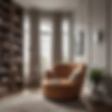 Round single armchair in a cozy reading nook