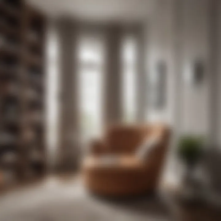 Round single armchair in a cozy reading nook